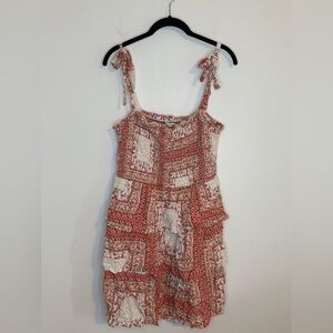 American Eagle Pink and White Floral Smocked Patchwork Mini Sundress Size XL